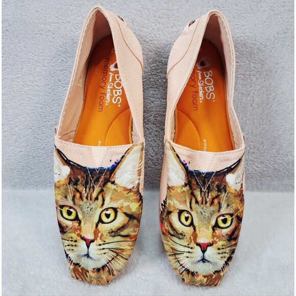 Skechers Bobs Slip On Tabby Cat Kitty Womens Shoes 7.5* Memory Foam Loafers NWOT - Picture 1 of 11